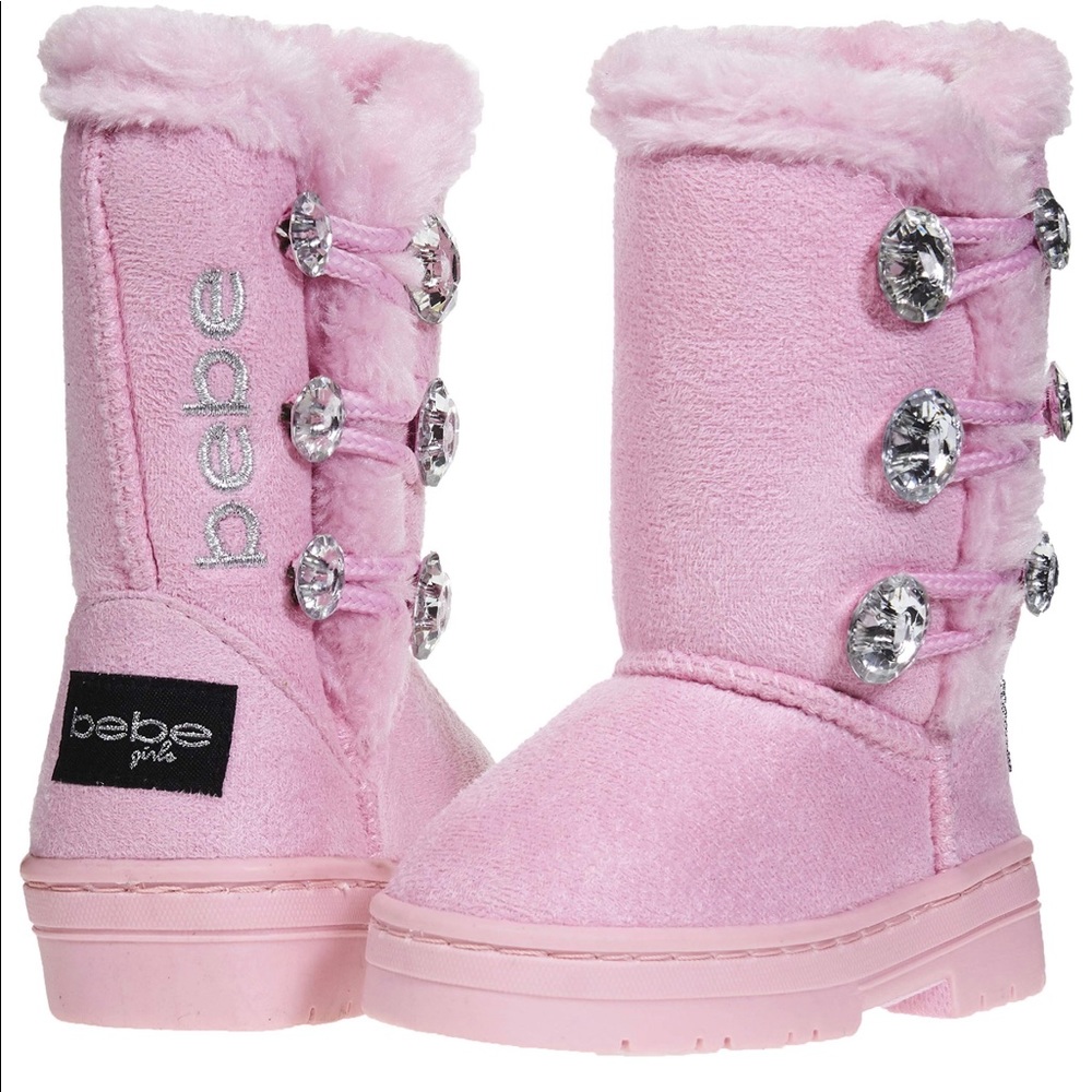 Bebe Toddler Girls Pink Rhinestone slip on boots - Picture 2 of 8